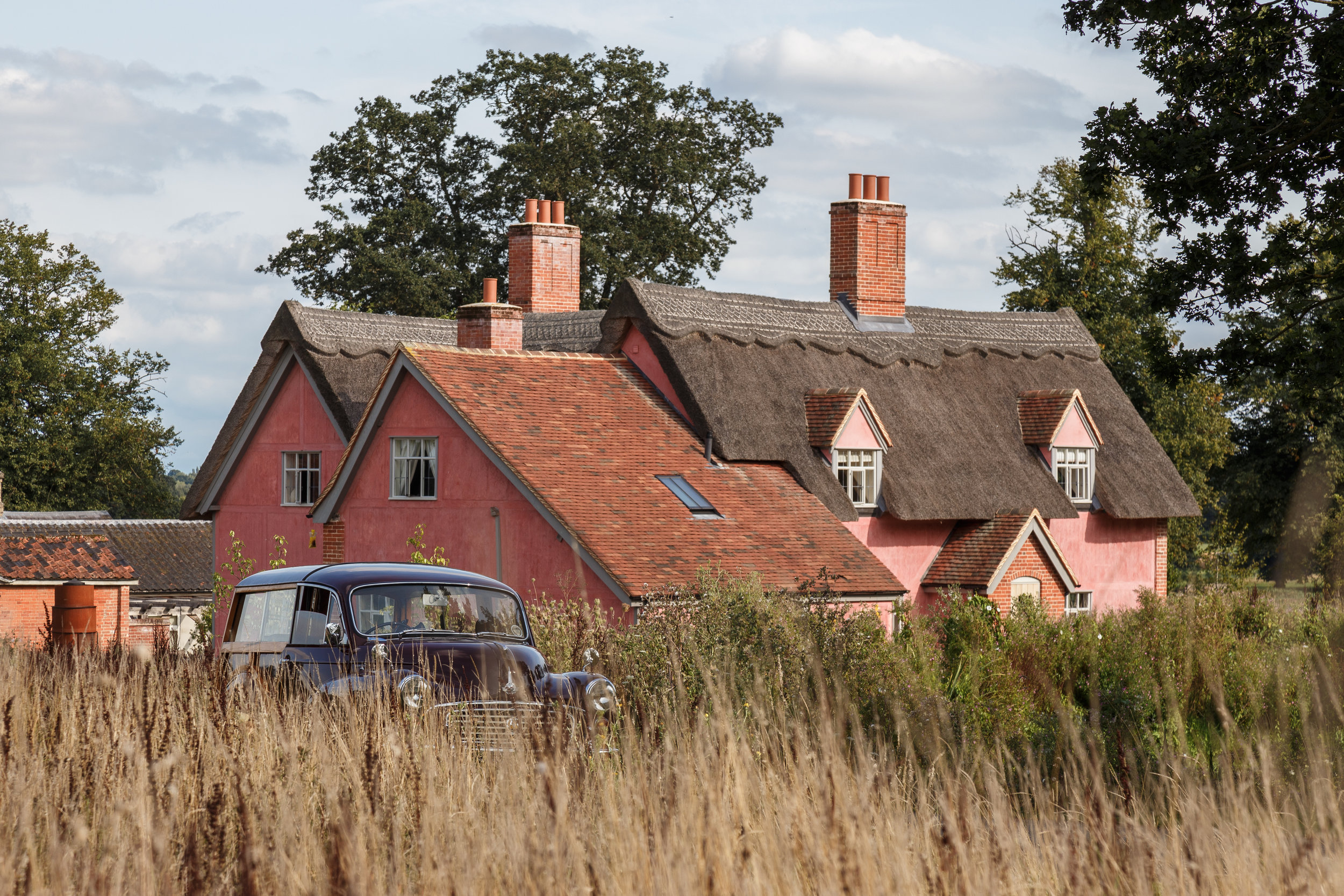 The pink hue of the Farmhouse’s exterior is known as ‘Suffolk Pink’, a finish common to historical homes in the area