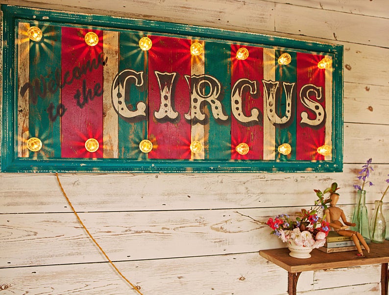 Welcome to the Circus Sign from Etsy, £485