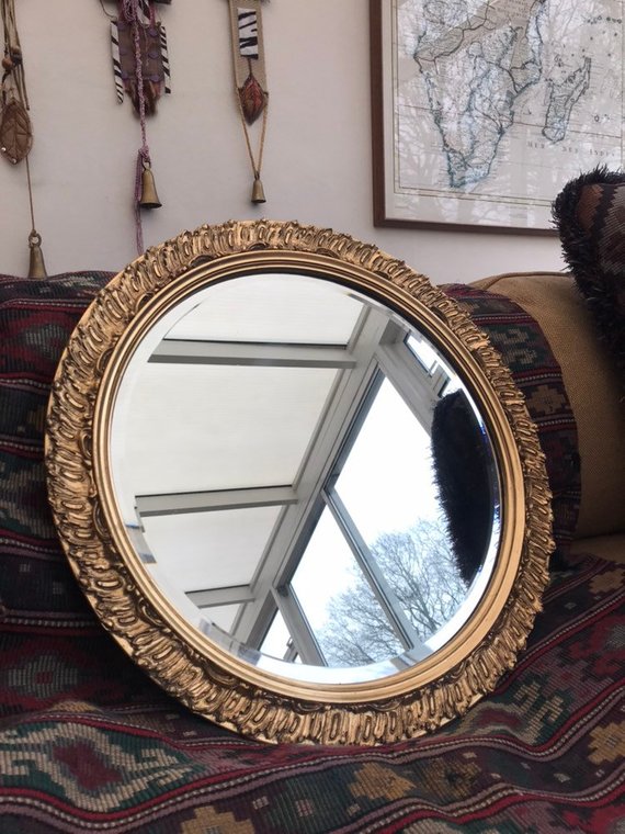 Vintage Decorative Round Gold Mirror from Reclectic Emporium