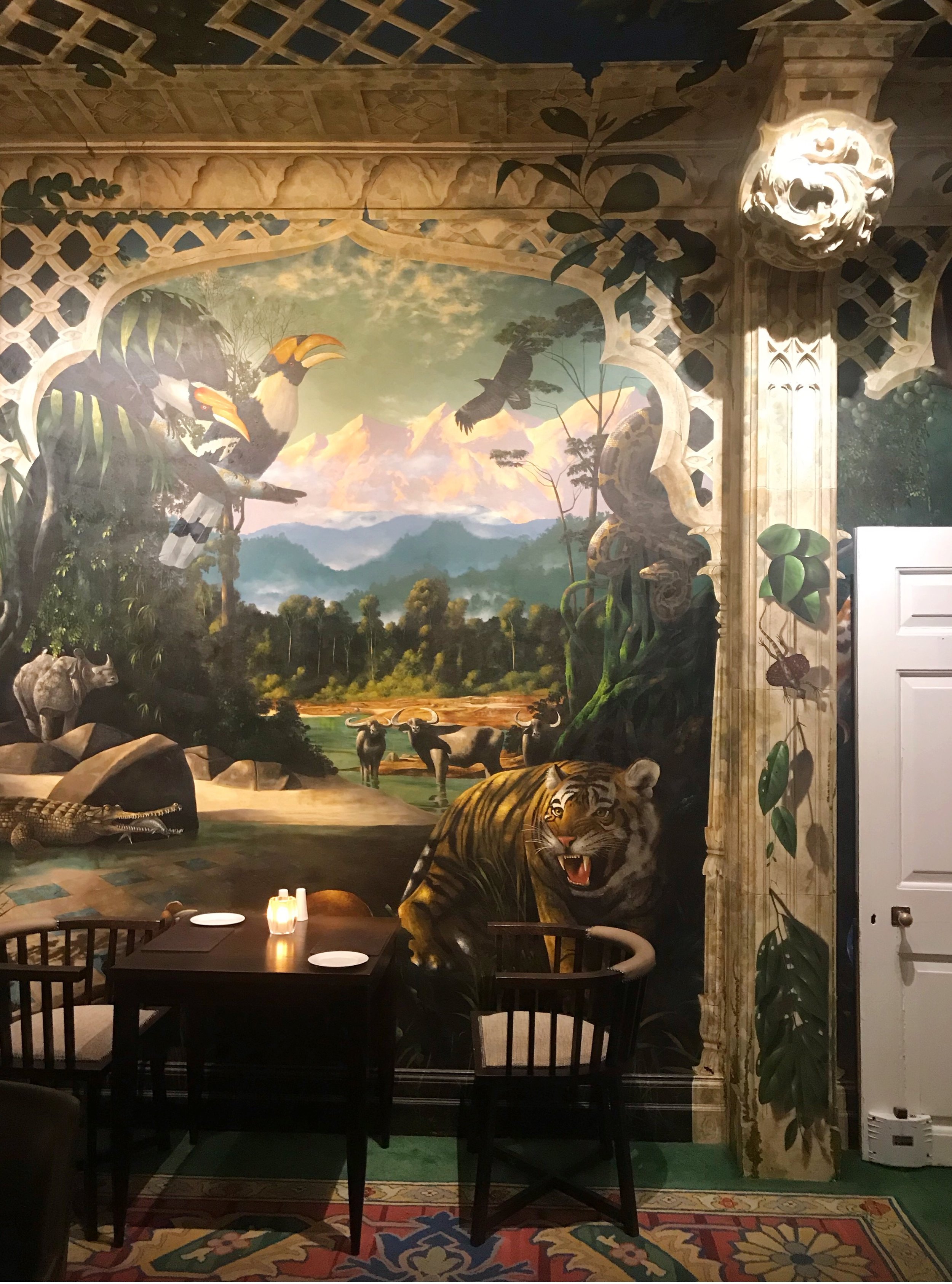 The paintings on the dining room walls move if you look for long enough