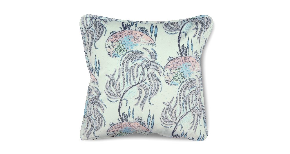 Japanese inspired floral velvet cushion